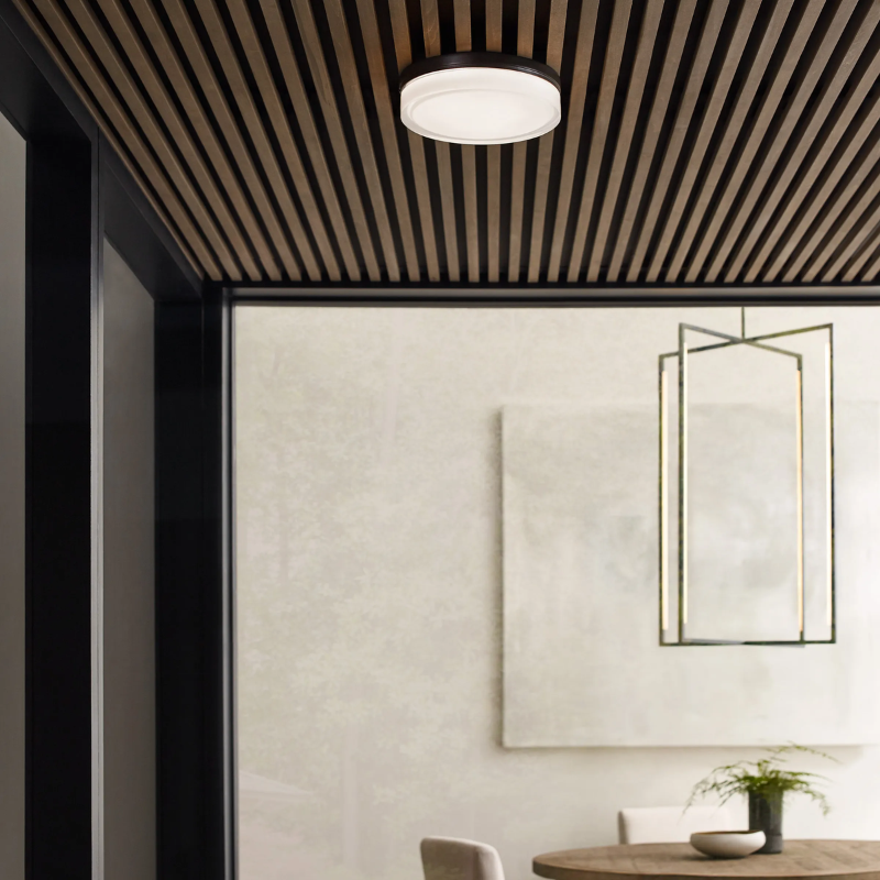 The Cirque Outdoor Flush Mount from Visual Comfort and Co in a living space.