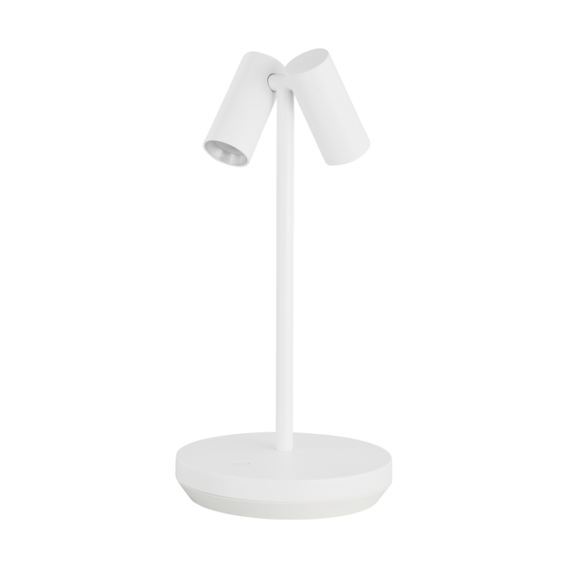 The Doppia Accent Rechargeable Table Lamp from Visual Comfort & Co in matte white small.