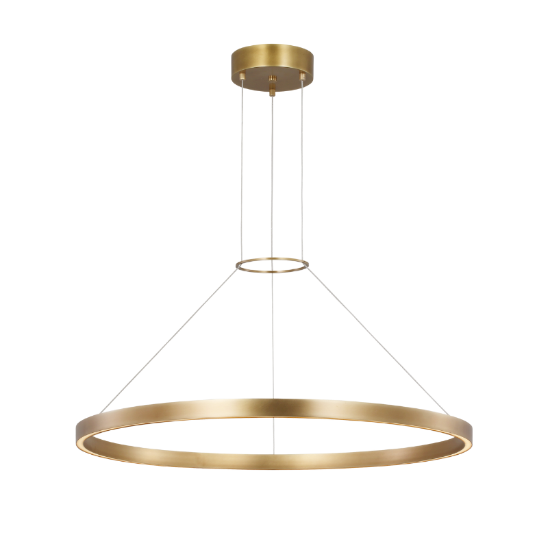 The 36 inch Fiama Suspension Light from Visual Comfort and Co in plated brass.