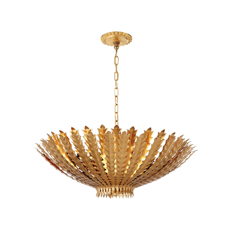The Hampton Medium Chandelier from Visual Comfort and Co in antique gold.