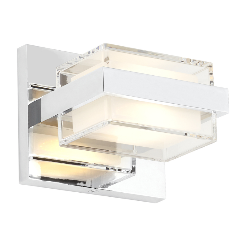 The Kamden 1-Light Bathroom Sconce from Visual Comfort & Co. in chrome.