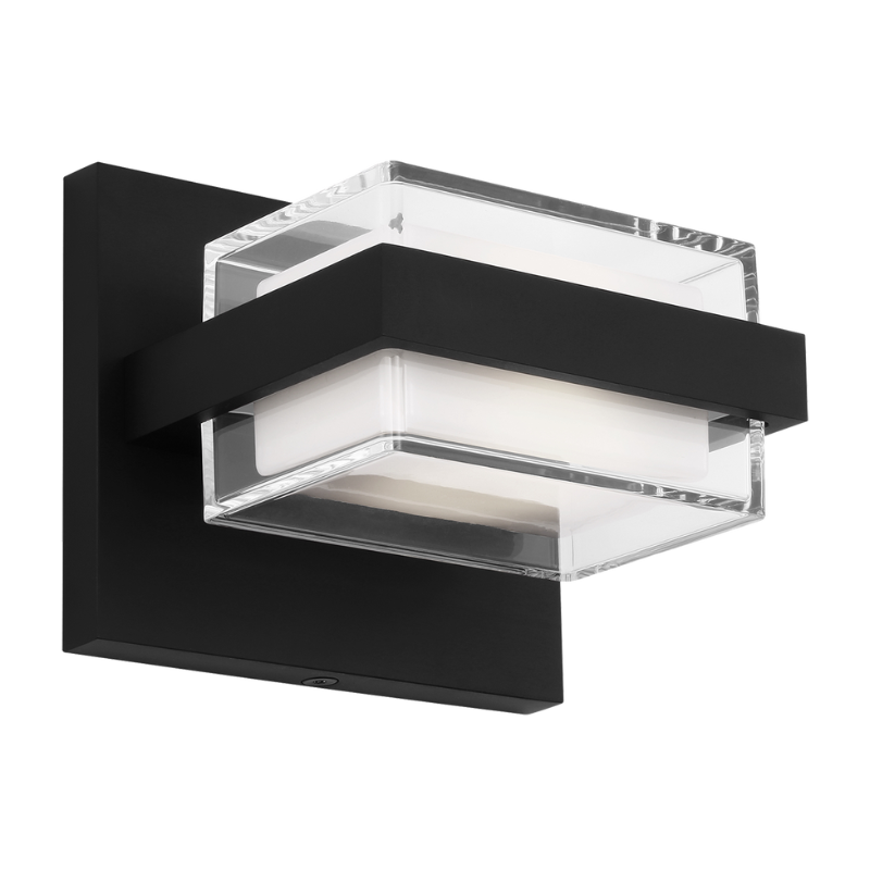 The Kamden 1-Light Bathroom Sconce from Visual Comfort & Co. in nightshade black.