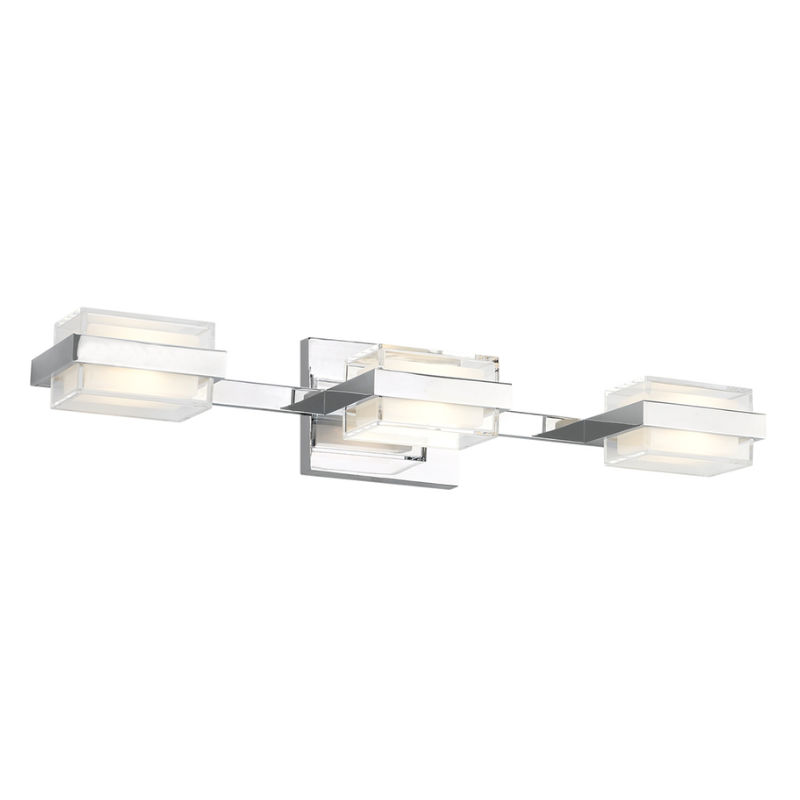 The Kamden 3-Light Bathroom Sconce from Visual Comfort & Co. in chrome.
