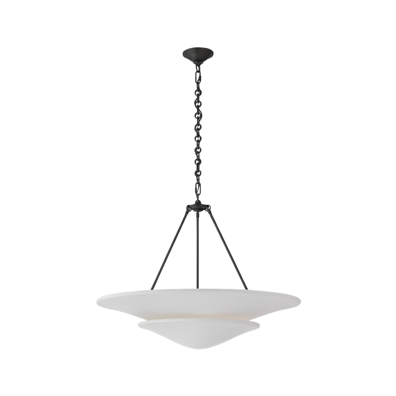 The Mollino Large Tiered Chandelier from Visual Comfort and Co in bronze.