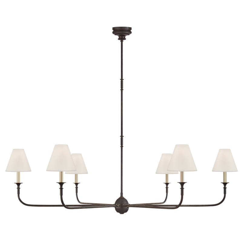 The Piaf Grande Chandelier from Visual Comfort & Co. in aged iron and ebonized oak.