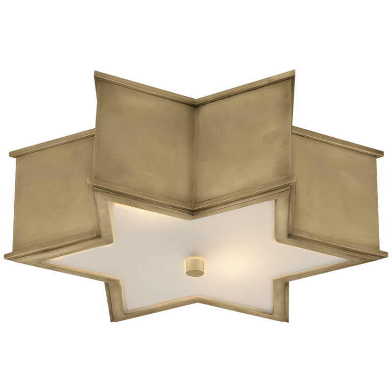 The large Sophia Flush Mount from Visual Comfort and Co in natural brass.