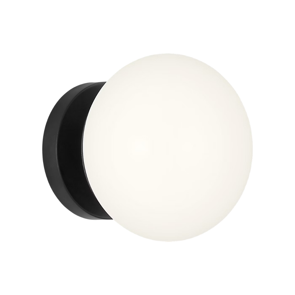 The Lune 1-Light Bath Sconce from Visual Comfort & Co in Aged Iron from the side.