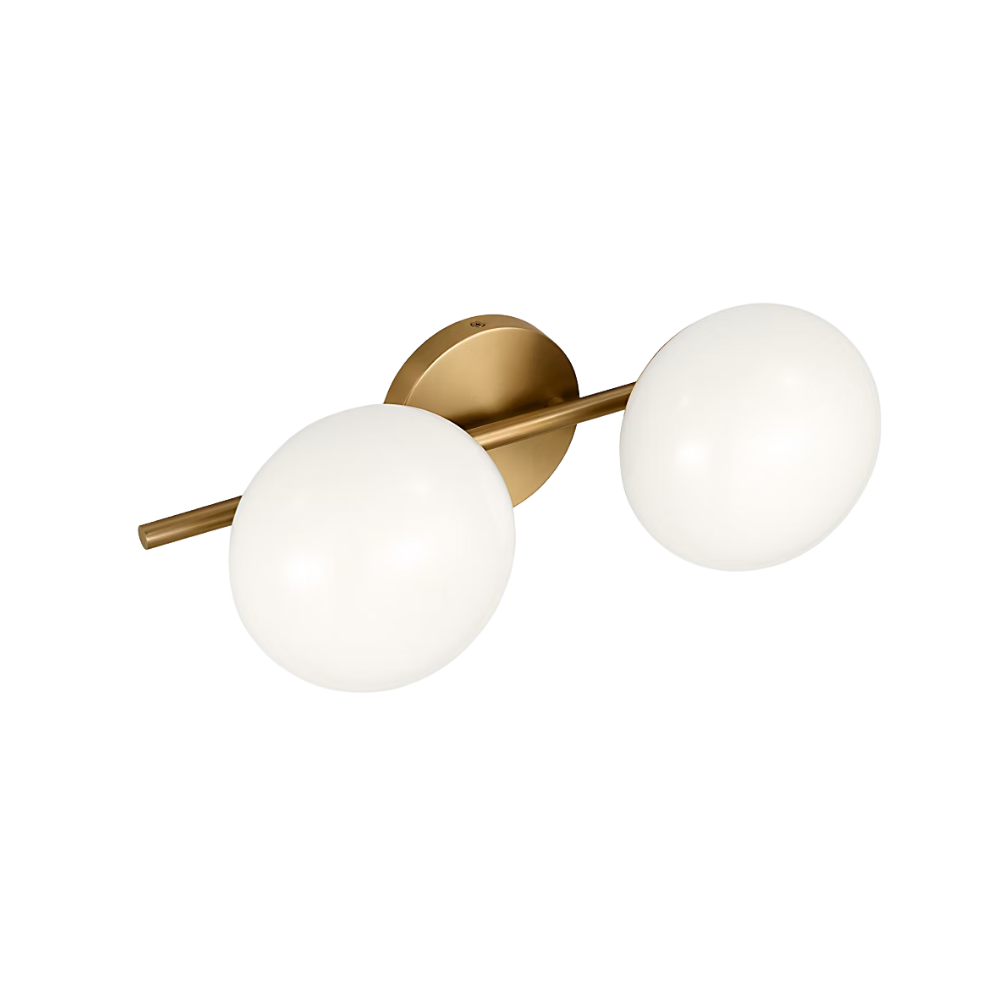The Lune 2-Light Bath Sconce by Visual Comfort & Co in Burnished Brass from the top.