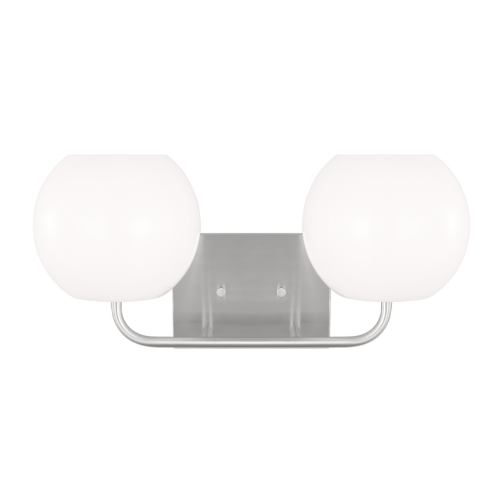 The medium Rory Vanity from Visual Comfort & Co in brushed steel.