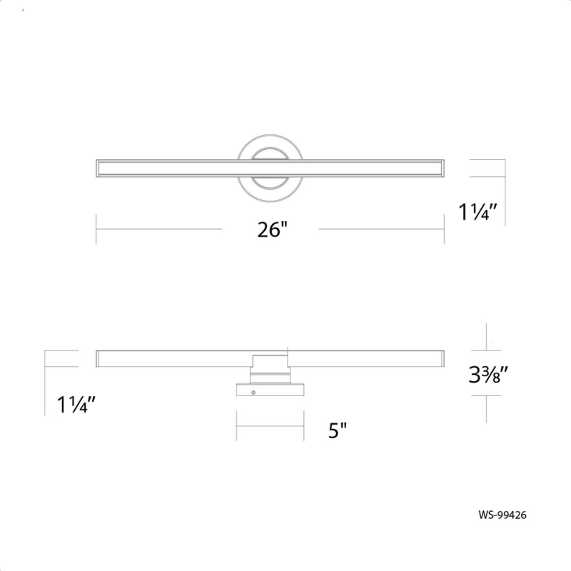 The dimensions of the 26 inch Bastone from WAC Lighting. all-groups