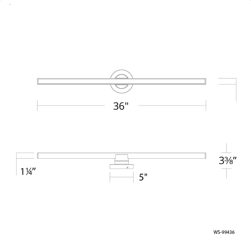 The dimensions of the 36 inch Bastone from WAC Lighting. all-groups