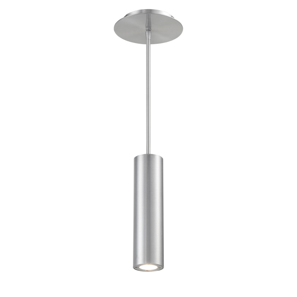The brushed aluminum Caliber Mini Pendant from WAC Lighting.