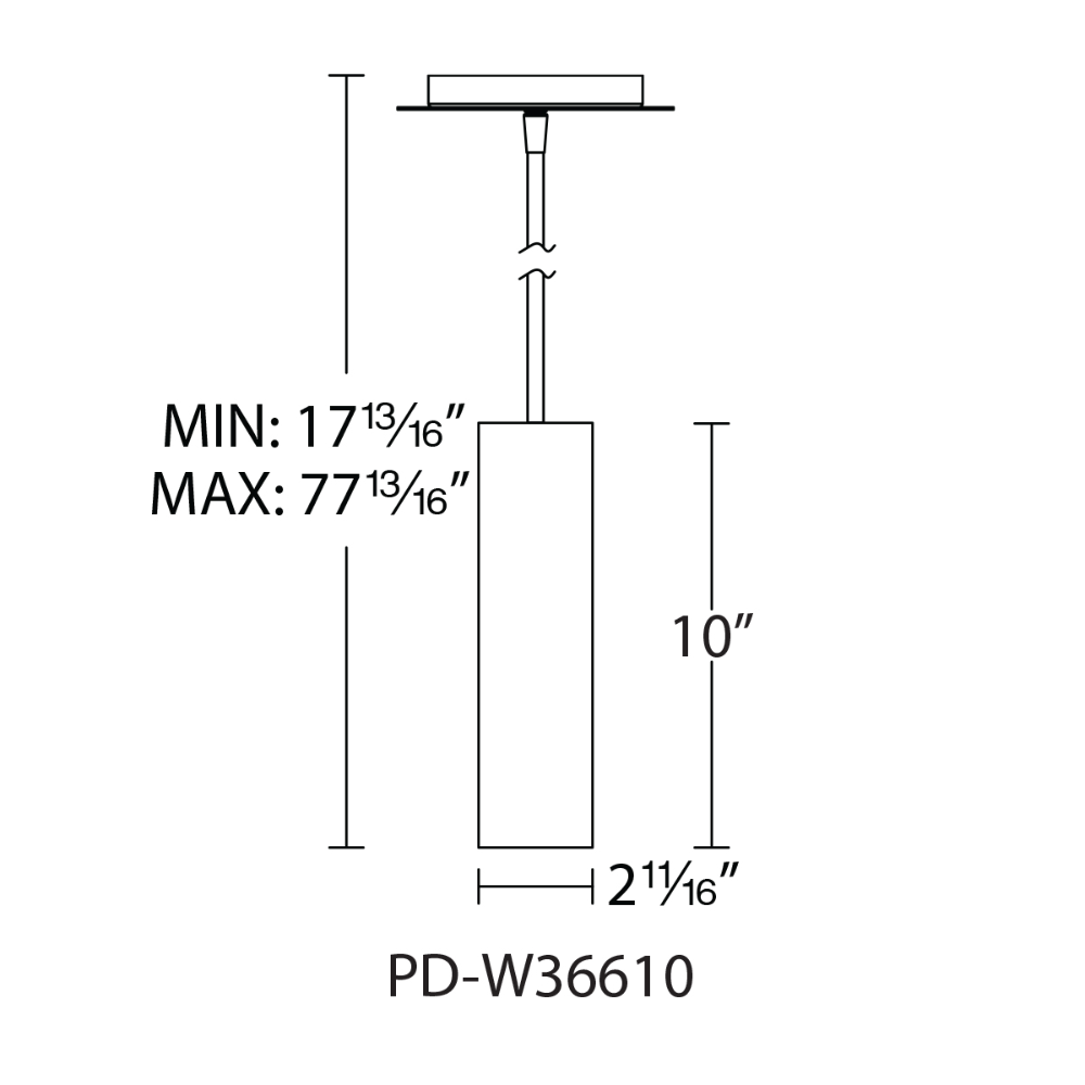 The dimensions of the Caliber Mini Pendant from WAC Lighting. all-groups