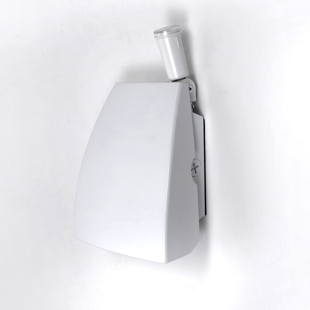 The Endurance Fin Wallpack Luminaire in Architectural White with photo sensor accessory.