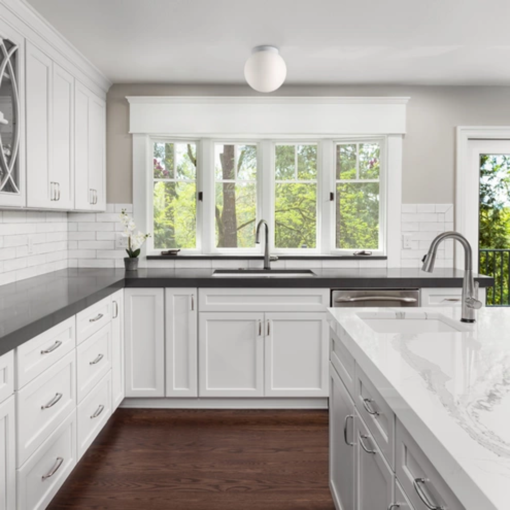 Niveous LED Outdoor Flushmount / Wall Sconce by WAC Lighting in the size medium in a kitchen.