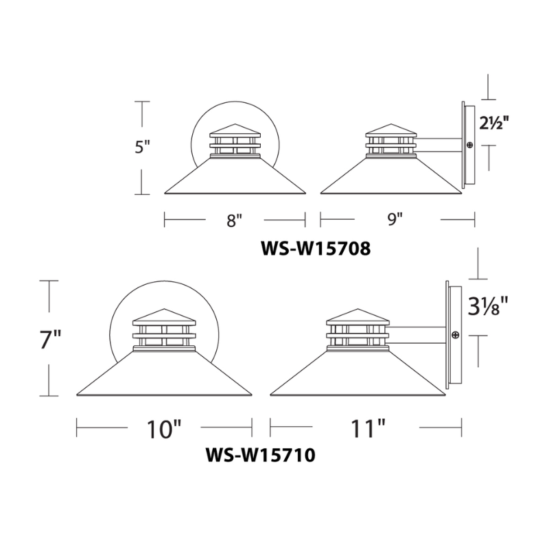 The dimensions for the 8 and 10 inch Sodor from WAC Lighting. all-groups