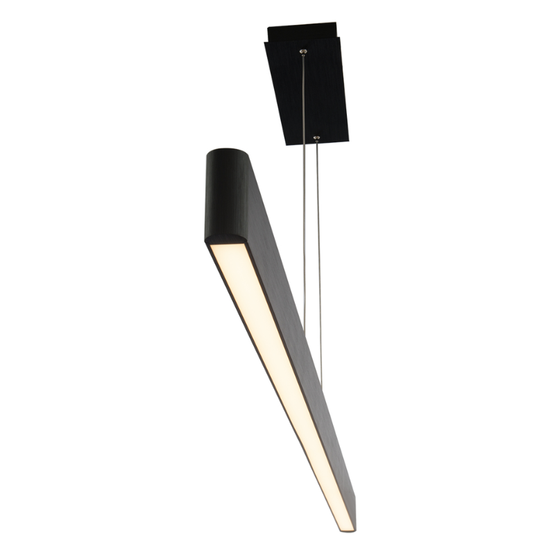 The Volo Pendant from WAC Lighting in brushed black focusing on the LED.