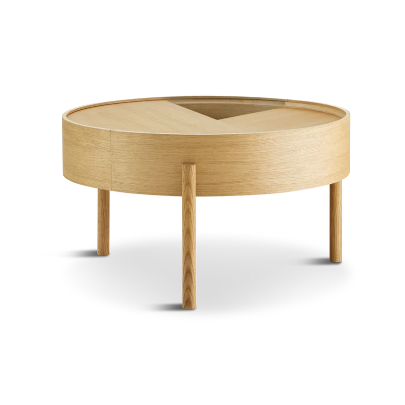 The medium 26 inch ARC Coffee Table from Woud in oiled oak.