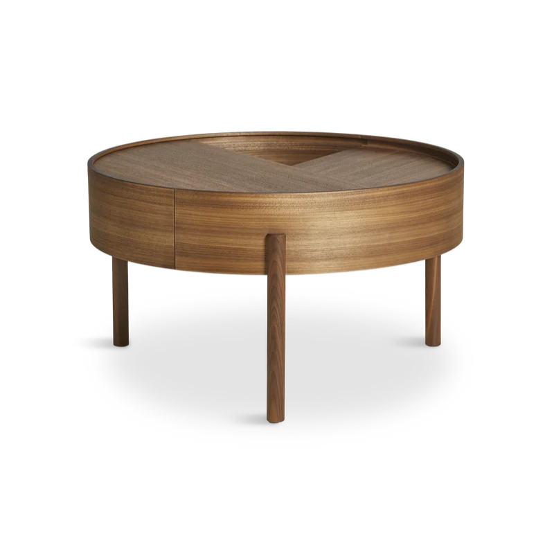 The medium 26 inch ARC Coffee Table from Woud in walnut.