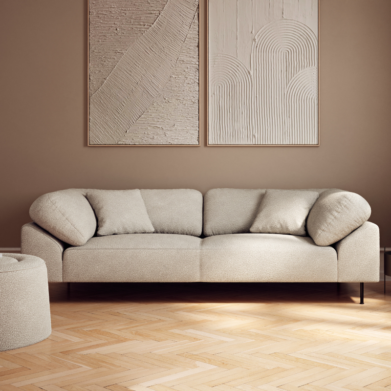 Collar Sofa 2.5 Seater by Woud in Alpine 01 Natural Bouclé in a living room.