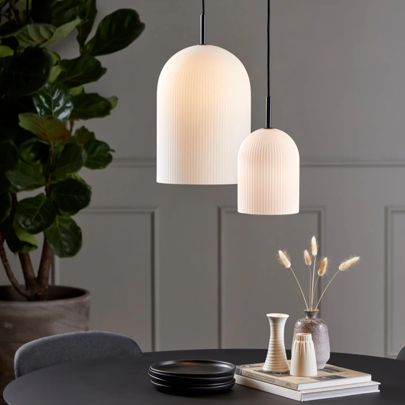 The Ghost Pendant from Woud in a dining room. all-groups