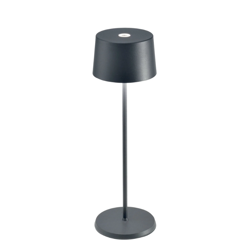 The dark gray Olivia Pro cordless lamp from Zafferano.
