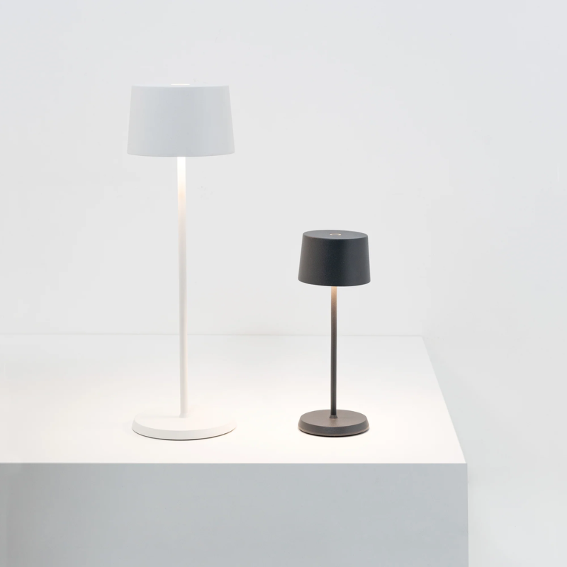 The dark gray Olivia Pro Micro from Zafferano in a studio on a tabletop.