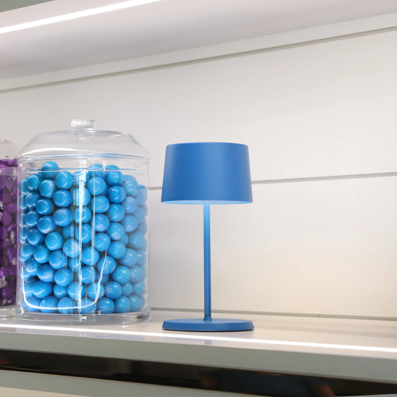 The capri blue Olivia Pro Mini from Zafferano in a living space.