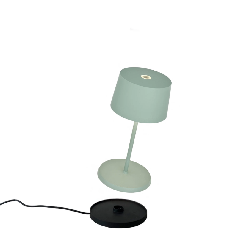 The sage Olivia Pro Mini from Zafferano, a cordless lamp.