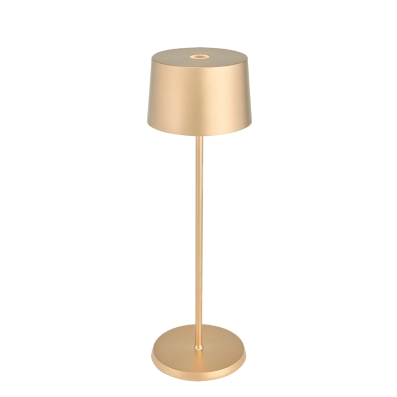 The satin brass Olivia Pro cordless lamp from Zafferano.