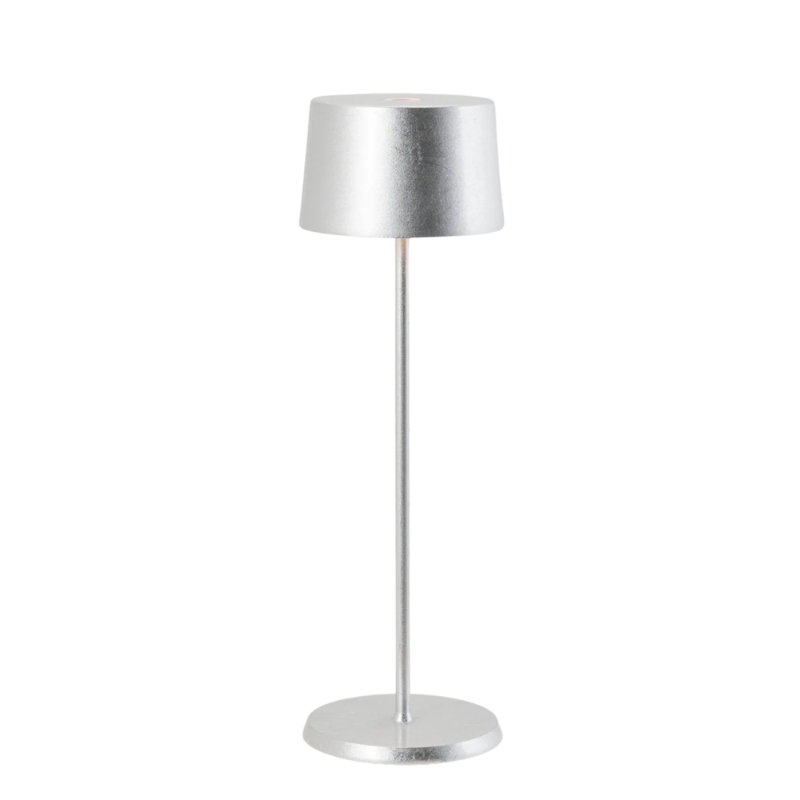 The silver leaf Olivia Pro cordless lamp from Zafferano.