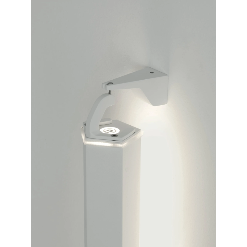 The white Pencil Light - Vertical Wall Mount from Zafferano in a close up of the mount. all-groups