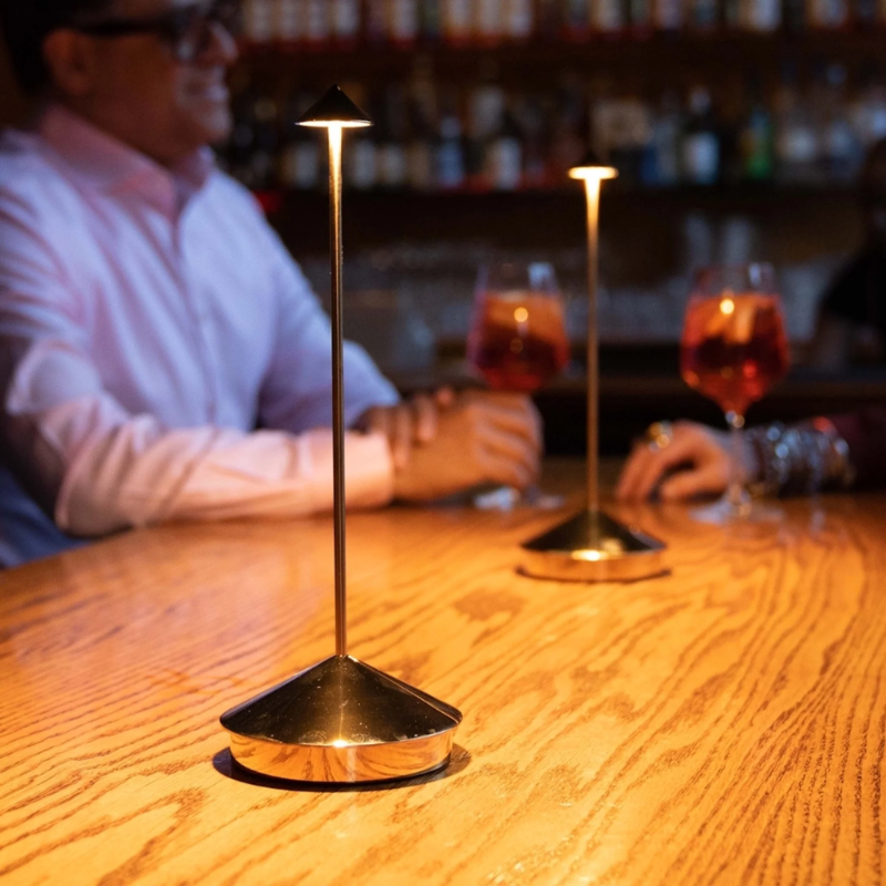 The glossy gold Pina Pro from Zafferano used in a commercial bar.