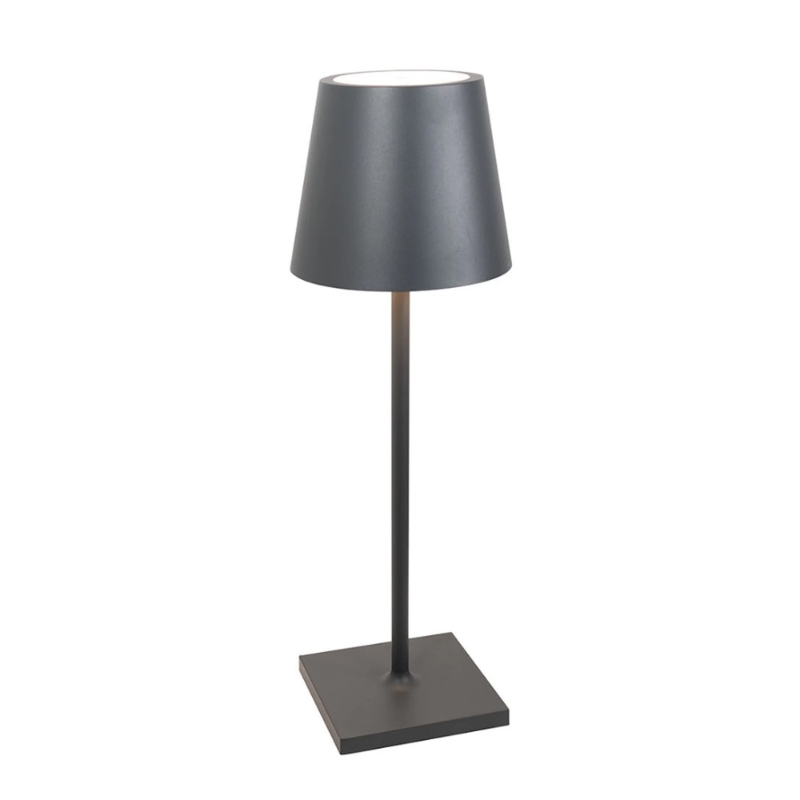 The dark gray Poldina Pro L Desk Lamp from Zafferano.