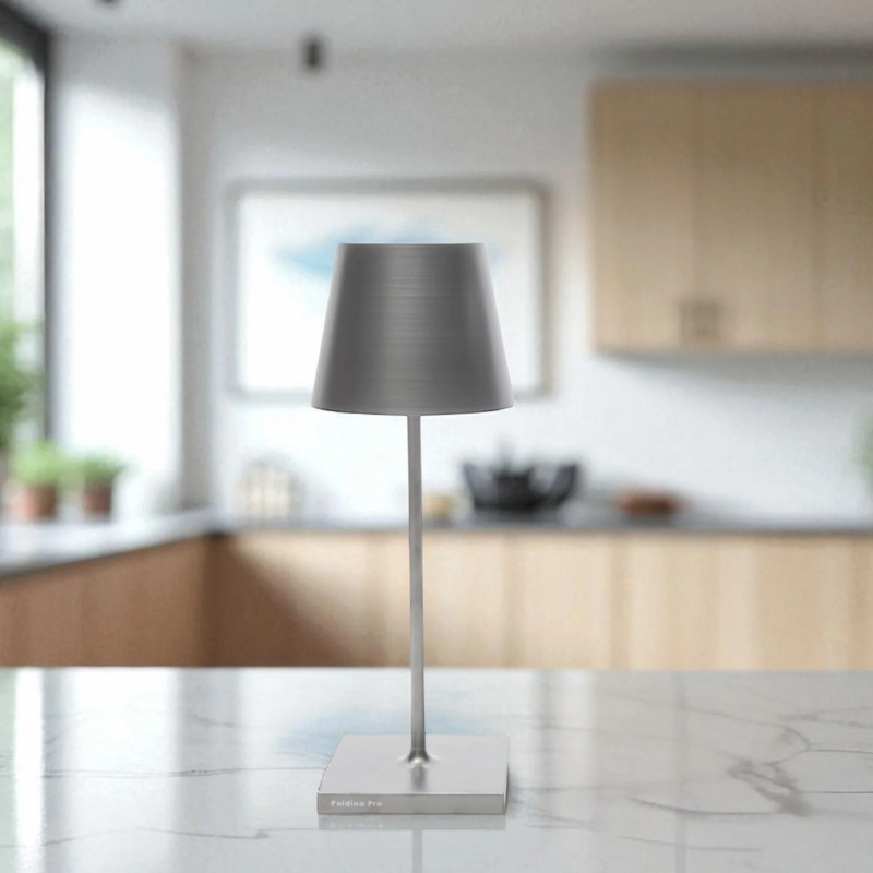 The antique nickel Poldina Pro Mini from Zafferano in a kitchen.