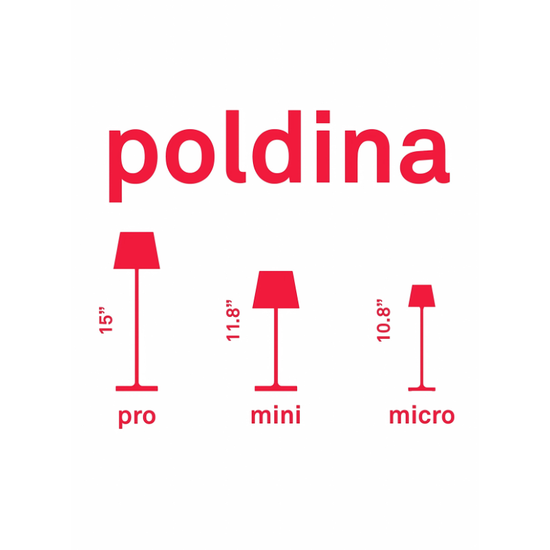 The Poldina Pro Mini from Zafferano dimensions for the entire Poldina collection. all-groups