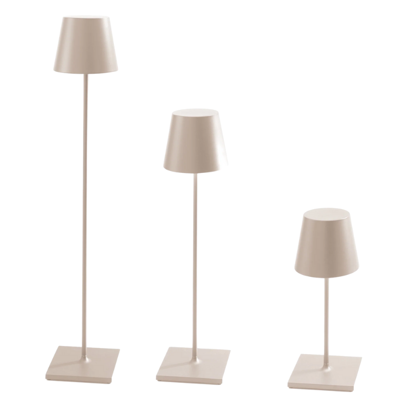 The sand Poldina Pro XXL Floor Lamp from Zafferano is in the different-sized collection.