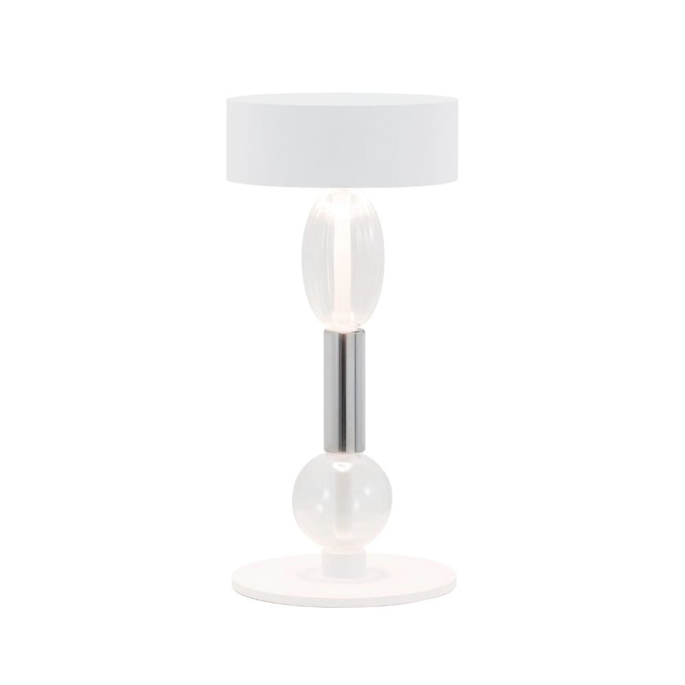 The white with clear and gray glass Royal Family Wi-Fi Table Lamp from Zafferano.