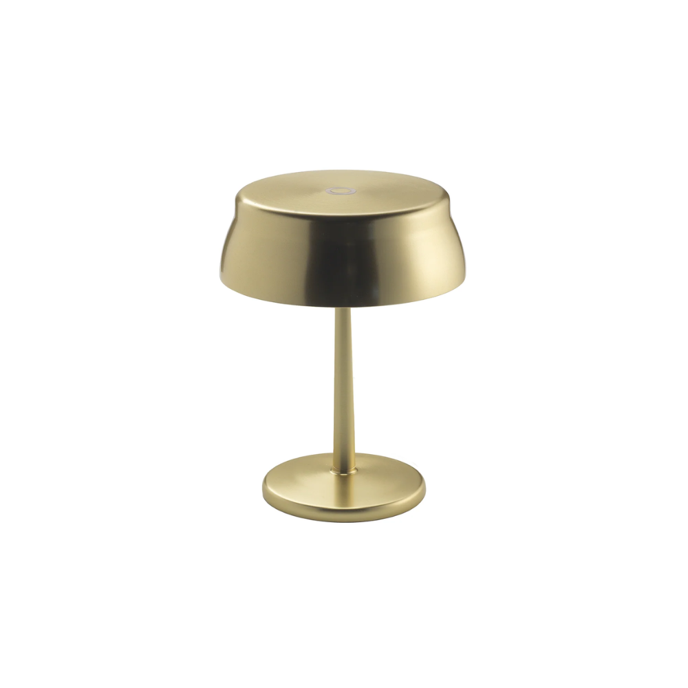 The anodized gold Sister Light Mini Wi-Fi Table Lamp from Zafferano.