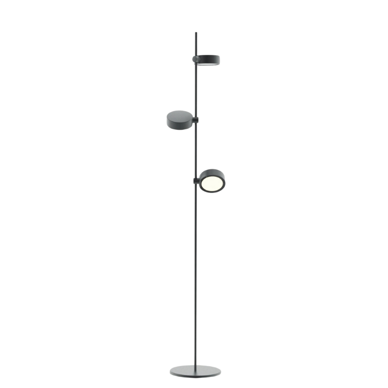 The Super O Floor Lamp from Zafferano in black with three lights.
