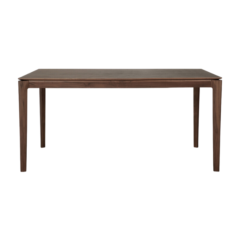 The Bok Dining Table from Ethnicraft in brown teak, 63 inch size.