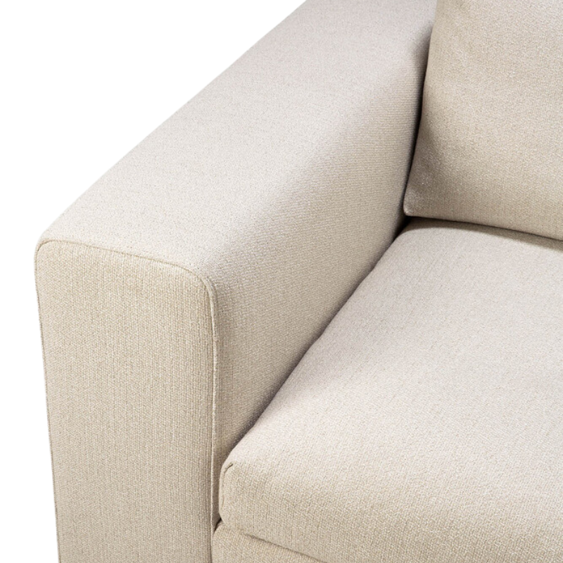 The right arm Mellow End Seater by Ethnicraft from the armrest angel.