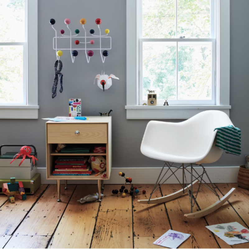 The Eames Hang-It-All from Herman Miller in a children's play room.