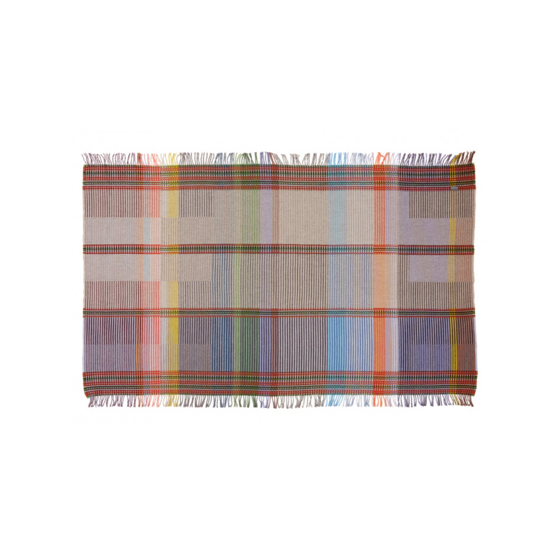 Woven in merino lambswool, Wallace & Sewell's Pinstripe throws combine bold-colored blocks with fine, detailed vertical stripes. This double-sided design also has a contrasting pixelated border and makes a stunning addition to a room.