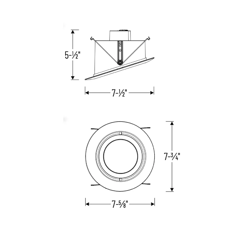 6" Sloped LED Retrofit Reflector dimension line drawing