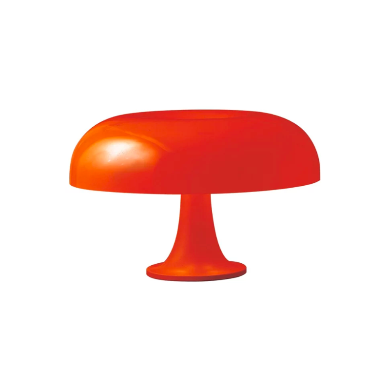 Designed back in 1967 by Giancarlo Mattioli, the Artemide Nesso Table Lamp yet remains very much at home in today's contemporary interiors. Its distinctive mushroom-shaped form is created out of injection-molded ABS resin. It makes a bold statement in modern living rooms or offices in either vibrant Orange or clean, crisp White.