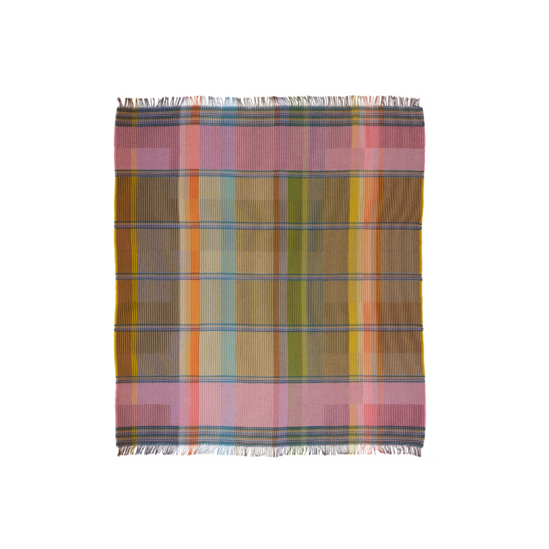 Woven in merino lambswool, Wallace & Sewell's Pinstripe throws combine bold-colored blocks with fine, detailed vertical stripes. This double-sided design also has a contrasting pixelated border and makes a stunning addition to a room.