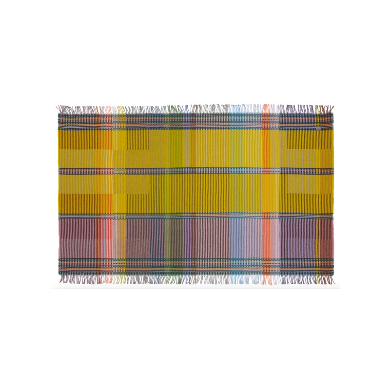 Woven in merino lambswool, Wallace & Sewell's Pinstripe throws combine bold-colored blocks with fine, detailed vertical stripes. This double-sided design also has a contrasting pixelated border and makes a stunning addition to a room.