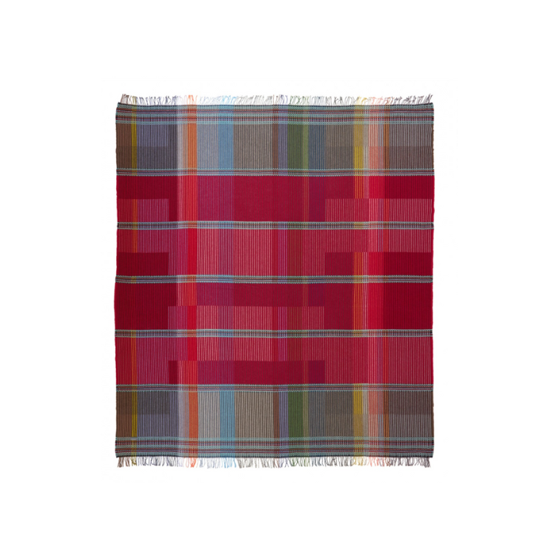 Woven in merino lambswool, Wallace & Sewell's Pinstripe throws combine bold-colored blocks with fine, detailed vertical stripes. This double-sided design also has a contrasting pixelated border and makes a stunning addition to a room.