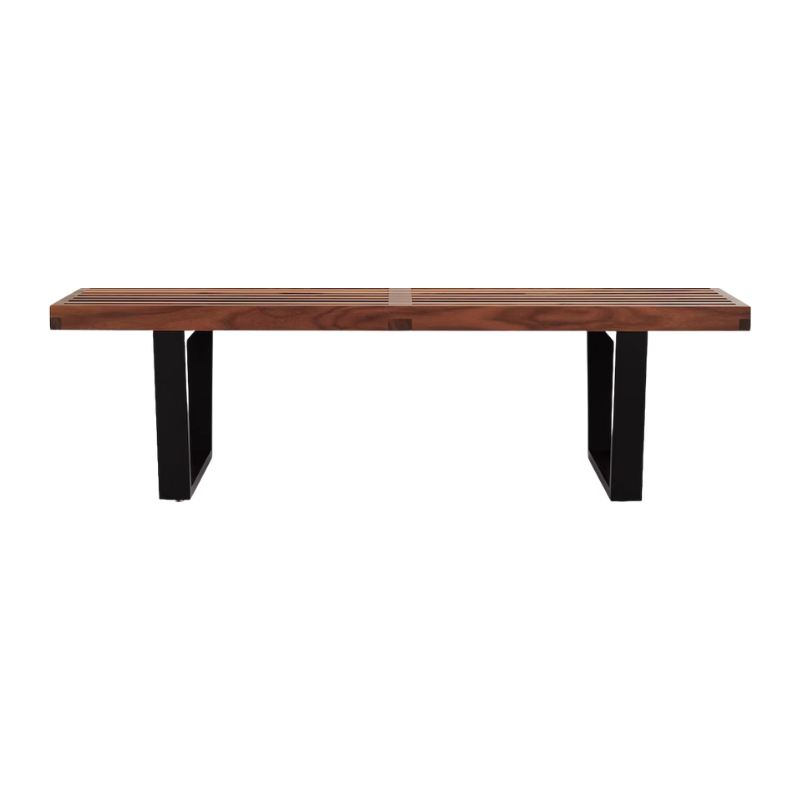 The Nelson Platform Bench from Herman Miller in walnut with the wood base, 48 inch size.